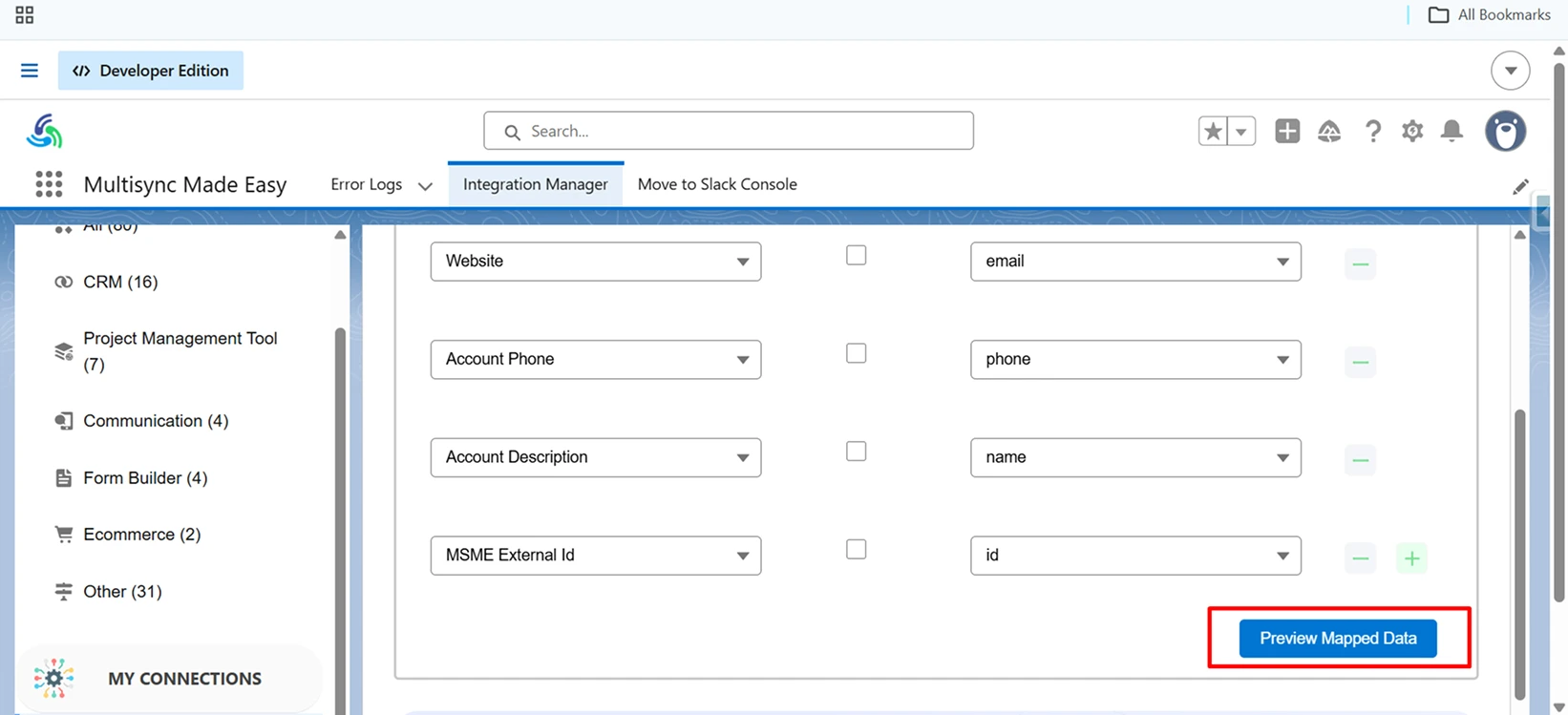 click on Preview Mapped Data