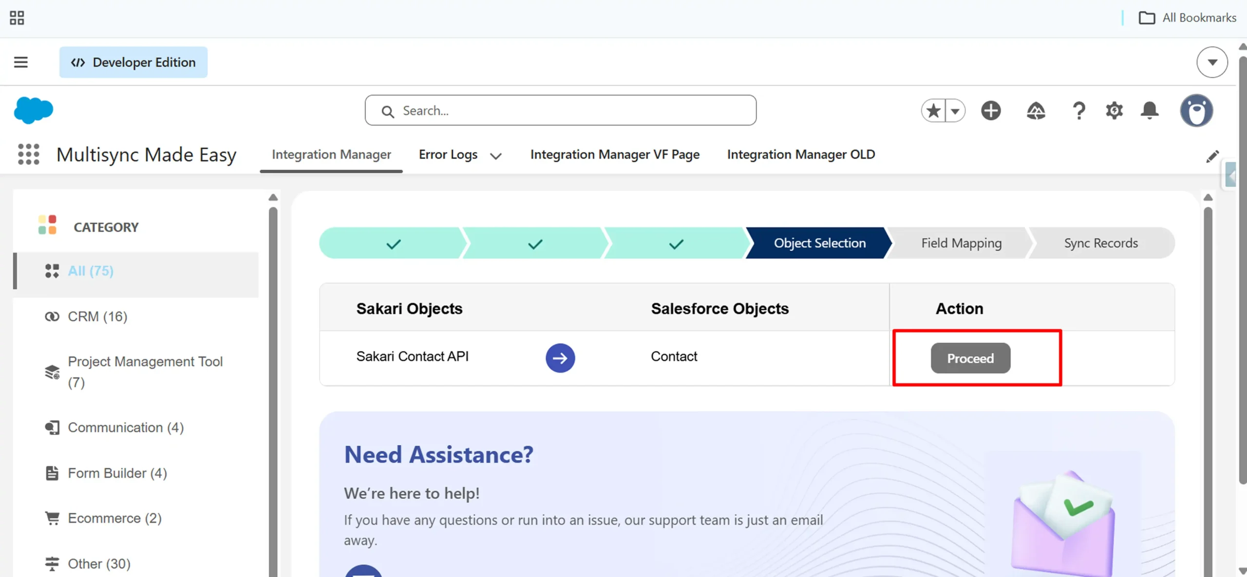 click on the Proceed button