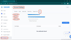 sakari Account Settings