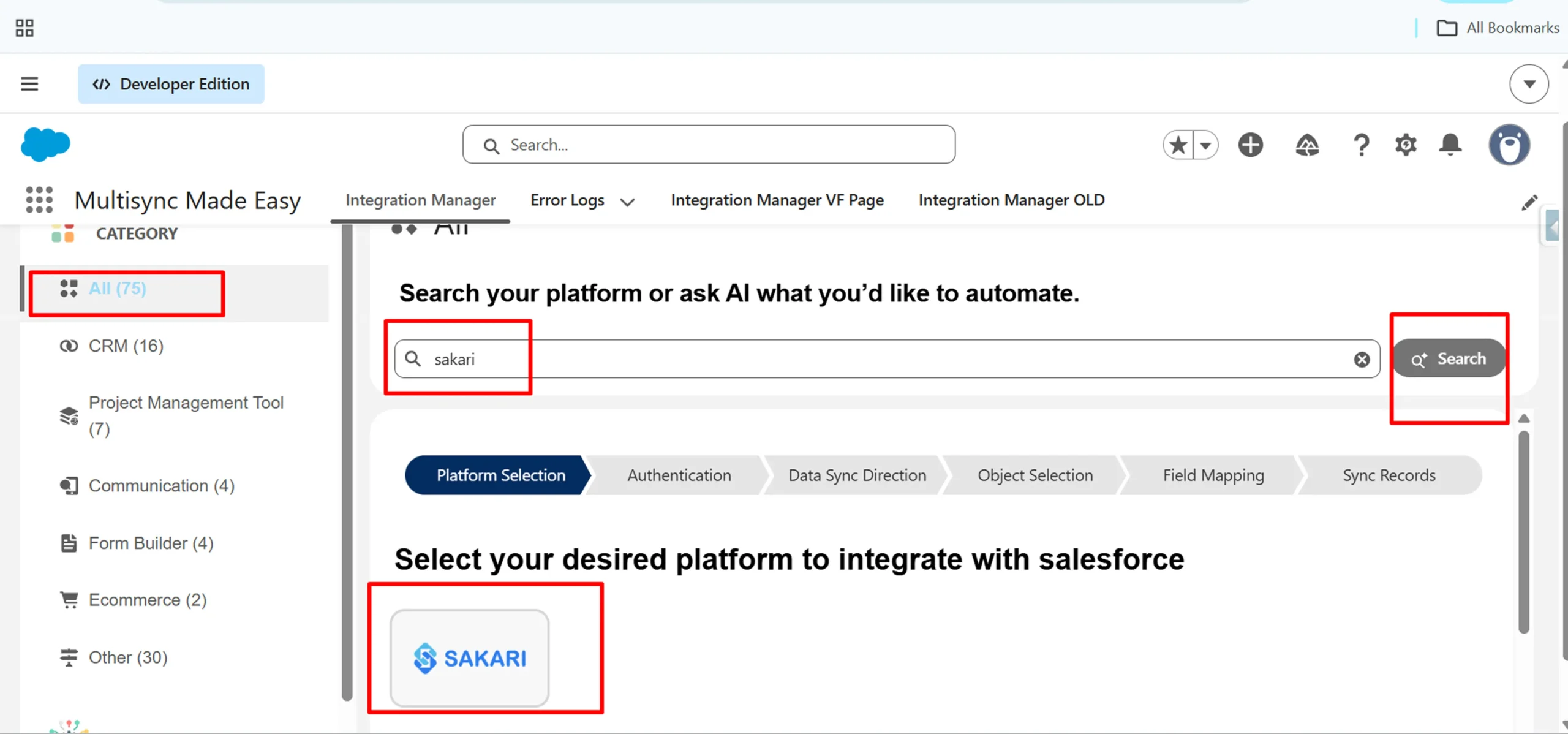 type Sakari in the search bar