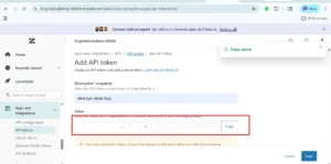 API token will be generated