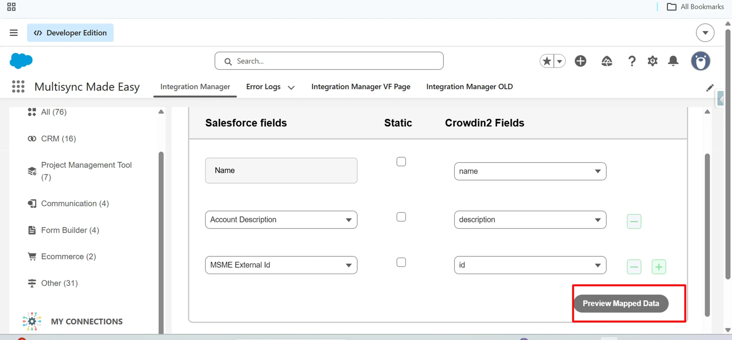 click on Preview Mapped Data