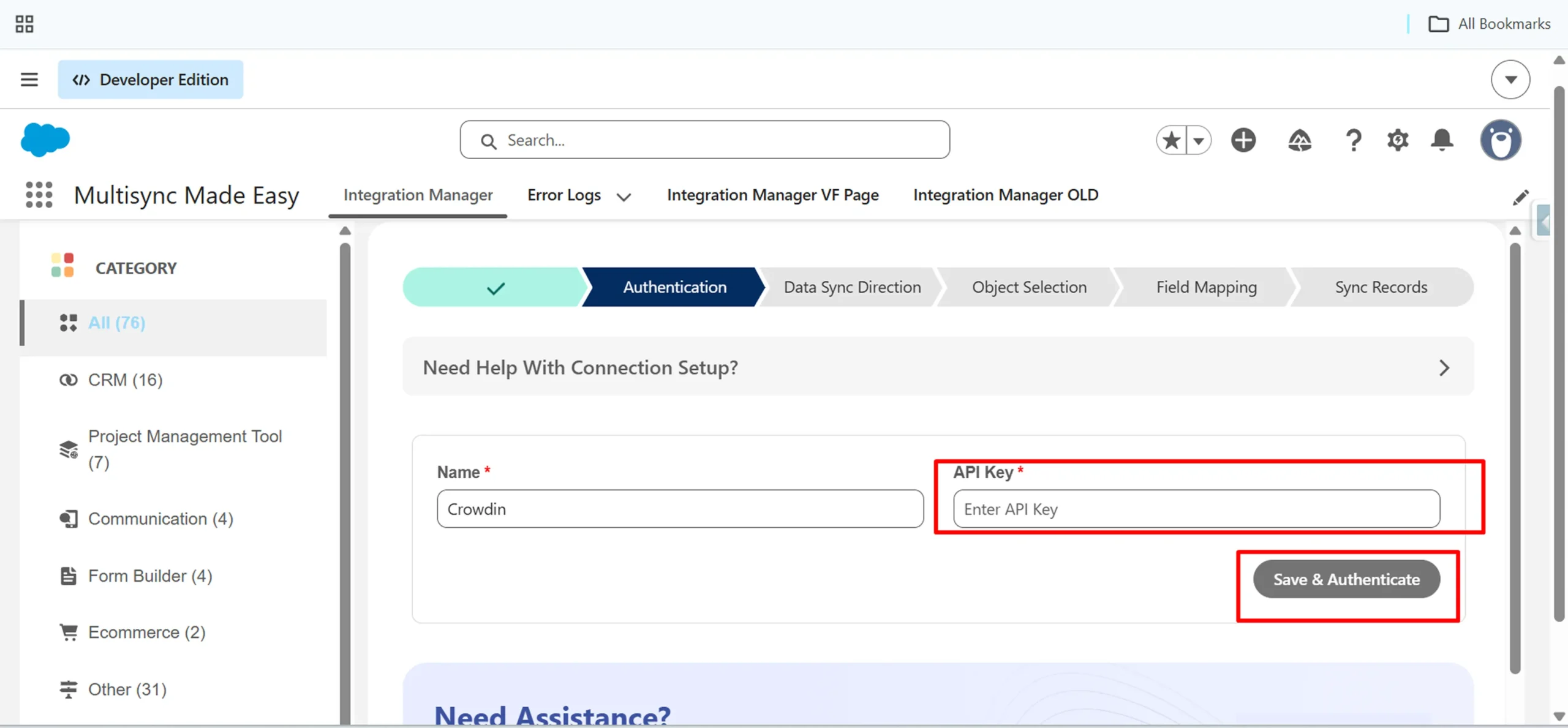 click on Save & Authenticate