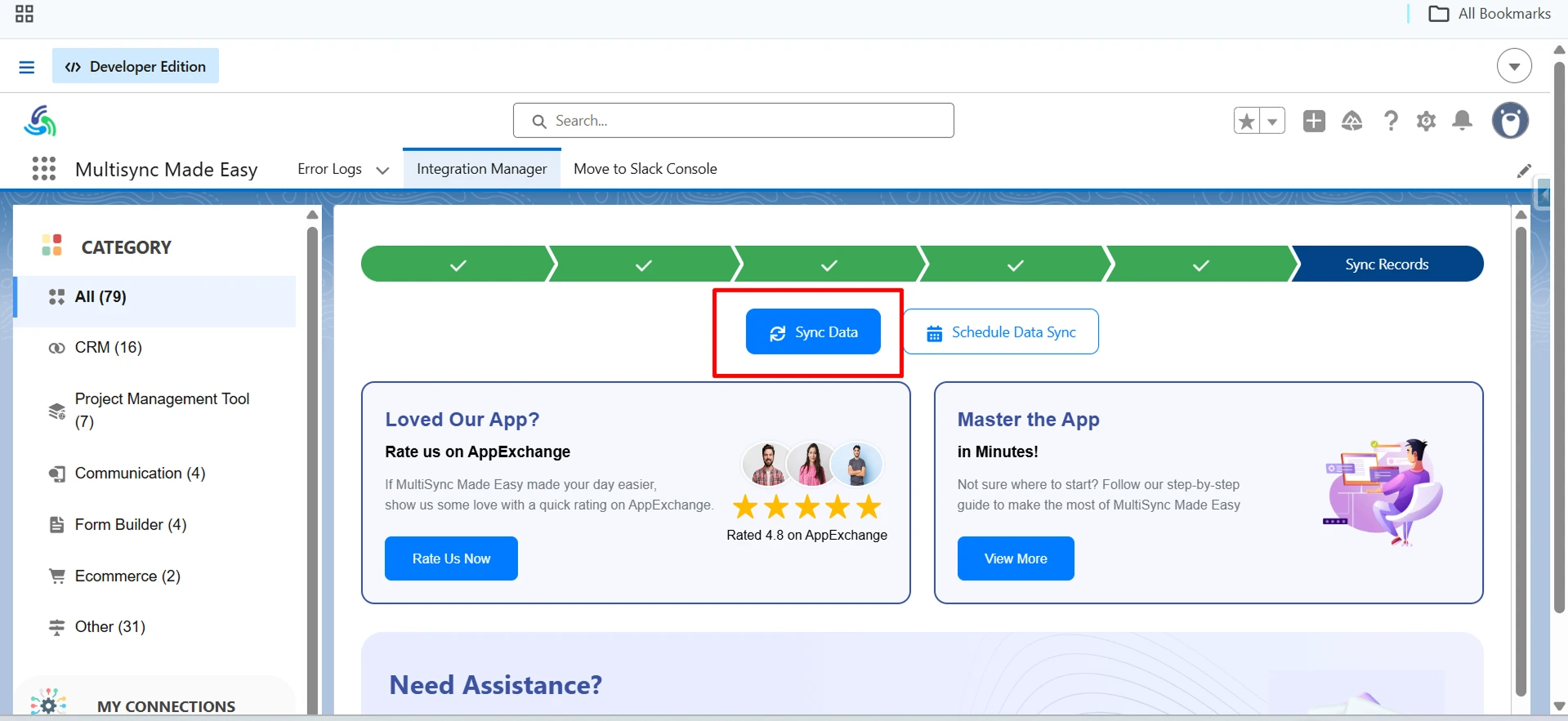 click on Sync Data