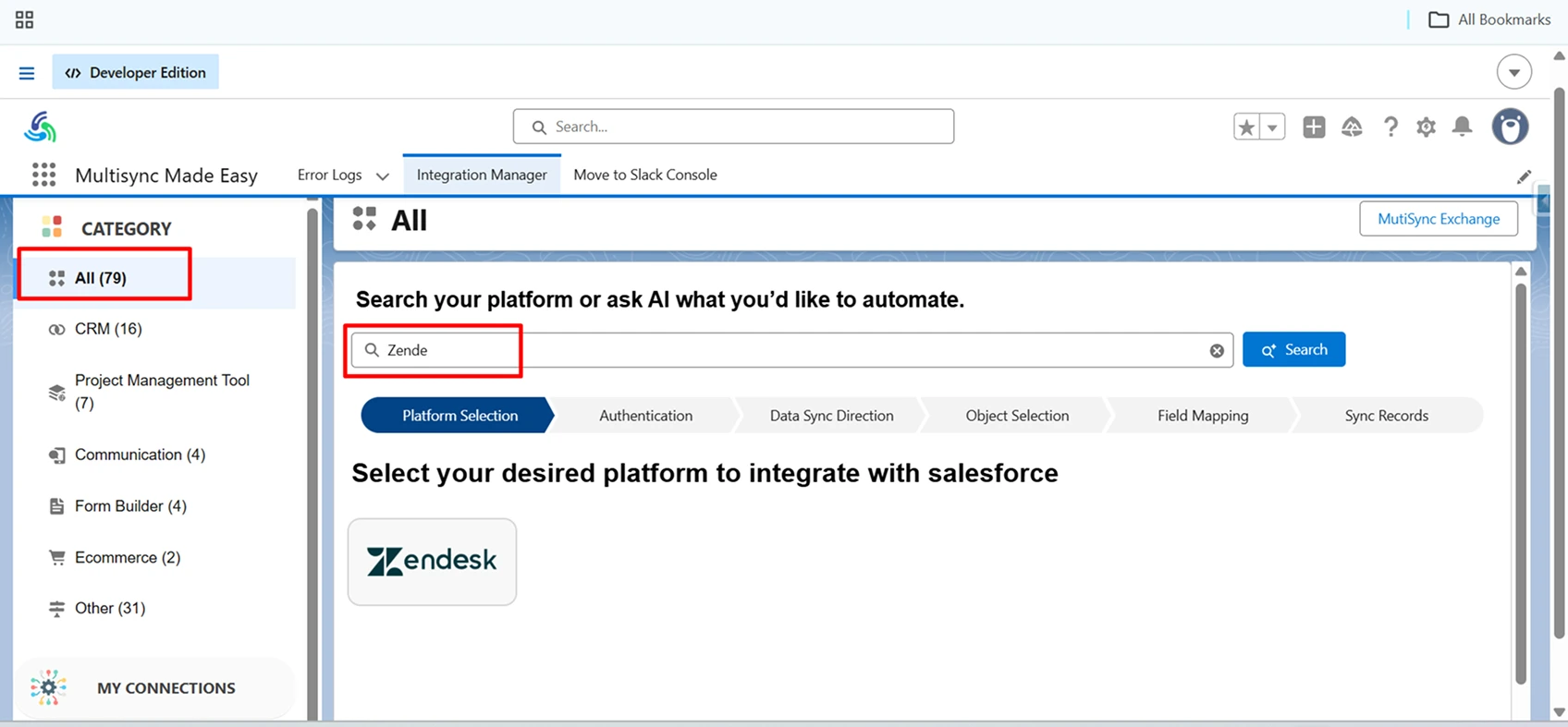 search for Zendesk