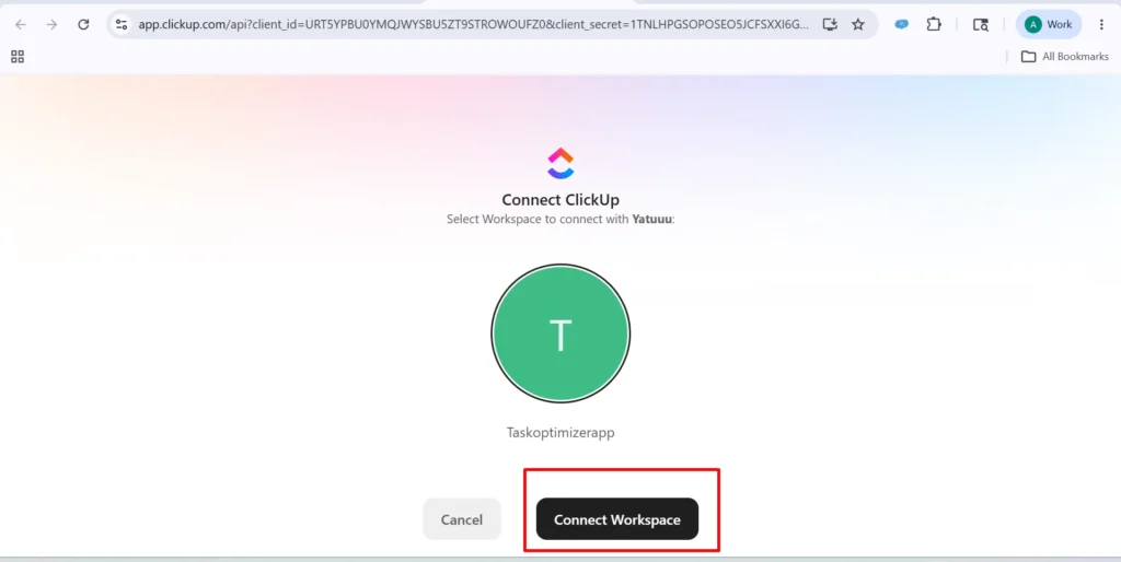Click Connect Workspace