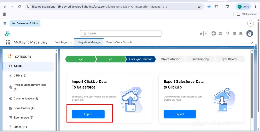 Click Import