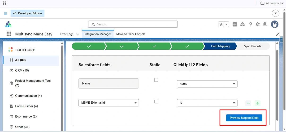 Click Preview Mapped Data