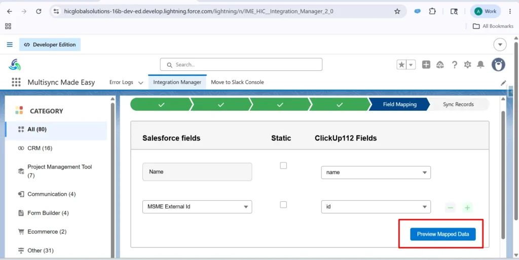 Click Preview Mapped Data