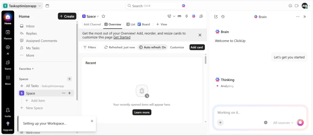 ClickUp workspace will open