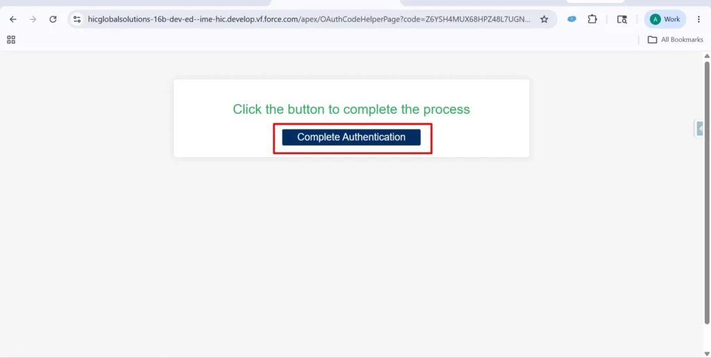 click Complete Authentication