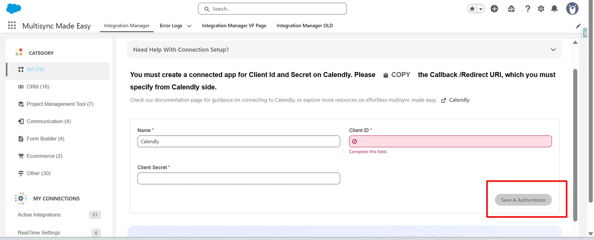 click on Save & Authentication