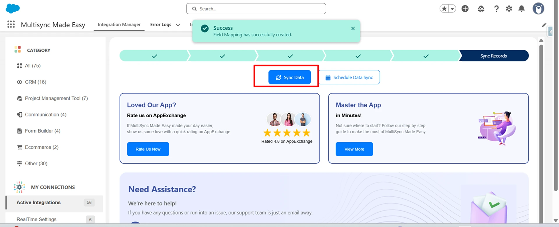click on Sync Data button