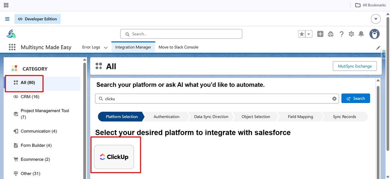 search for ClickUp