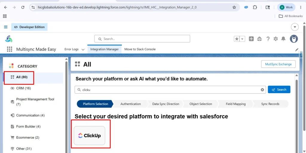 search for ClickUp