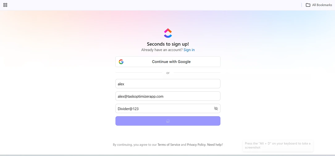 sign in to your ClickUp account